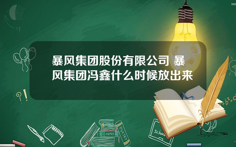 暴风集团股份有限公司 暴风集团冯鑫什么时候放出来